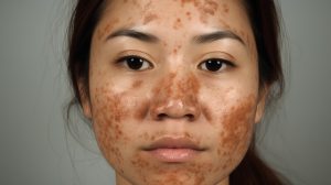 A girl with melasma skin condition